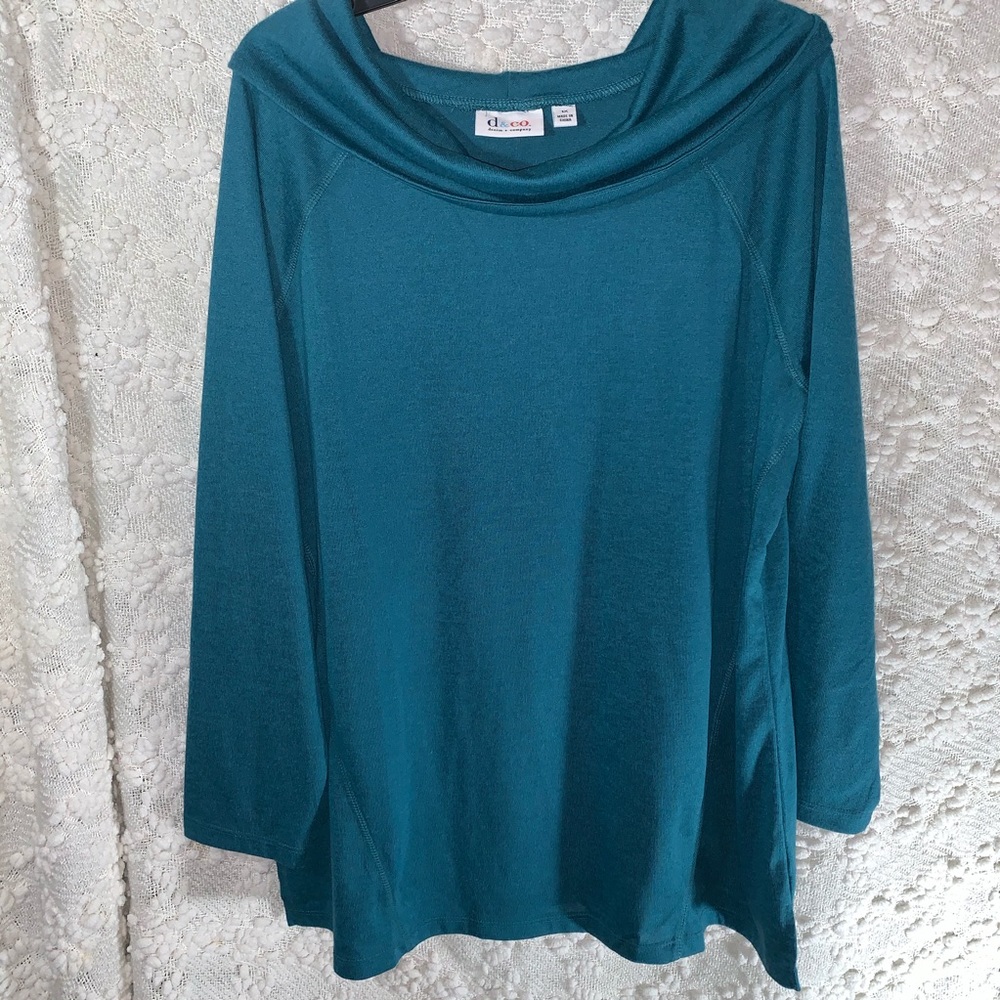 D & Co. turquoise off shoulder blouse